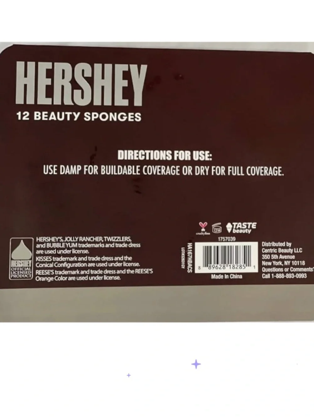 HERSHEY 12-Piece Chocolate-Shaped Beauty Sponges - Pink & Orange Mix. NWT